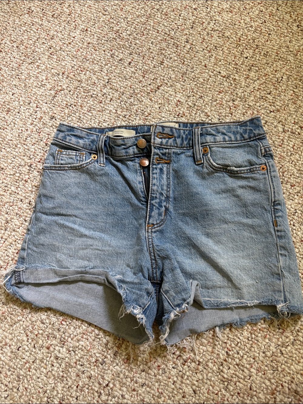 Universal Thread Distressed Medium Blue High-Rise Jean Shorts